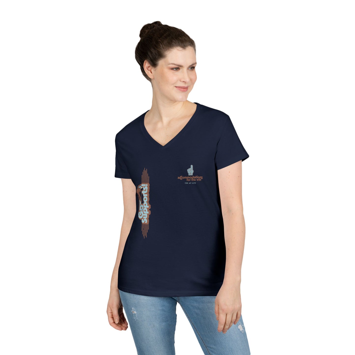 Go Supports! Accommodations for the Win - Ladies' V-Neck T-Shirt