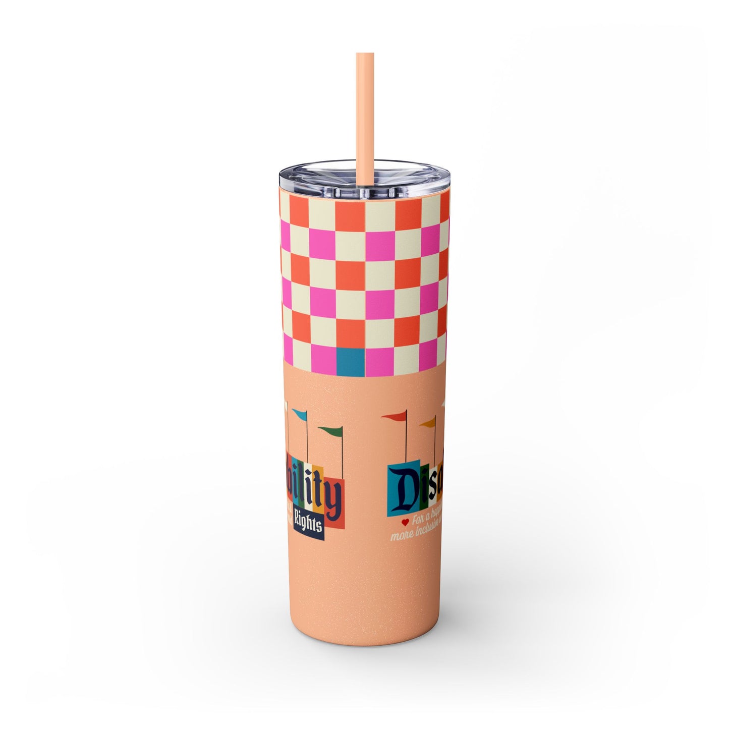 Disability Rights for a Happier & More Inclusive World - 20oz insulated tumbler with straw