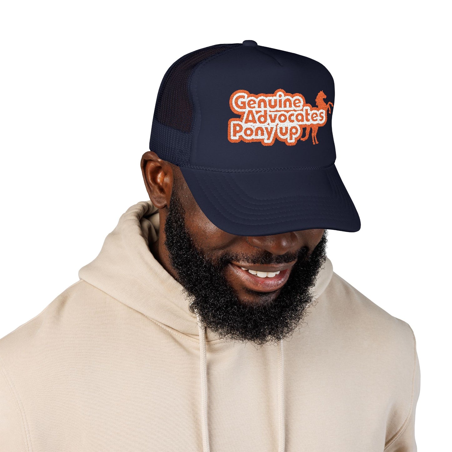 Genuine Advocates Pony Up (No Phonies, Let's Do This) - Adult Unisex Embroidered Trucker Hat
