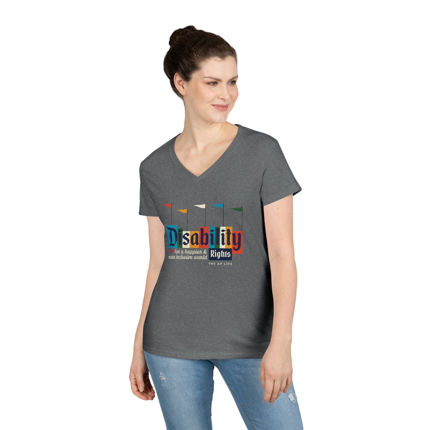 Disability Rights for a Happier & More Inclusive World - Women's V-Neck T-Shirt