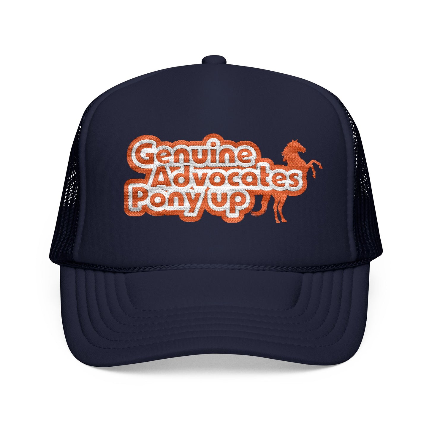 Genuine Advocates Pony Up (No Phonies, Let's Do This) - Adult Unisex Embroidered Trucker Hat