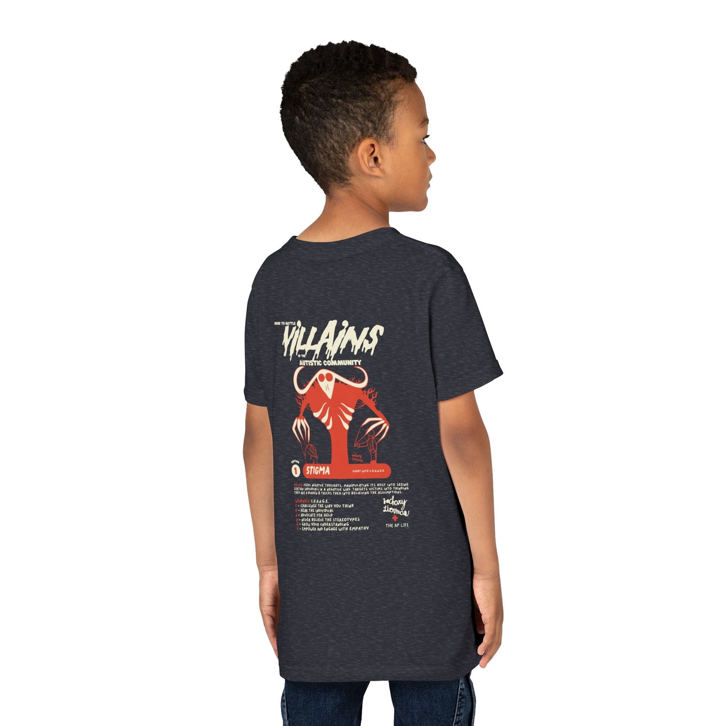 Villains of The Autistic Community Series - Stigma - Zachary Lierman - Youth Unisex Jersey Tee