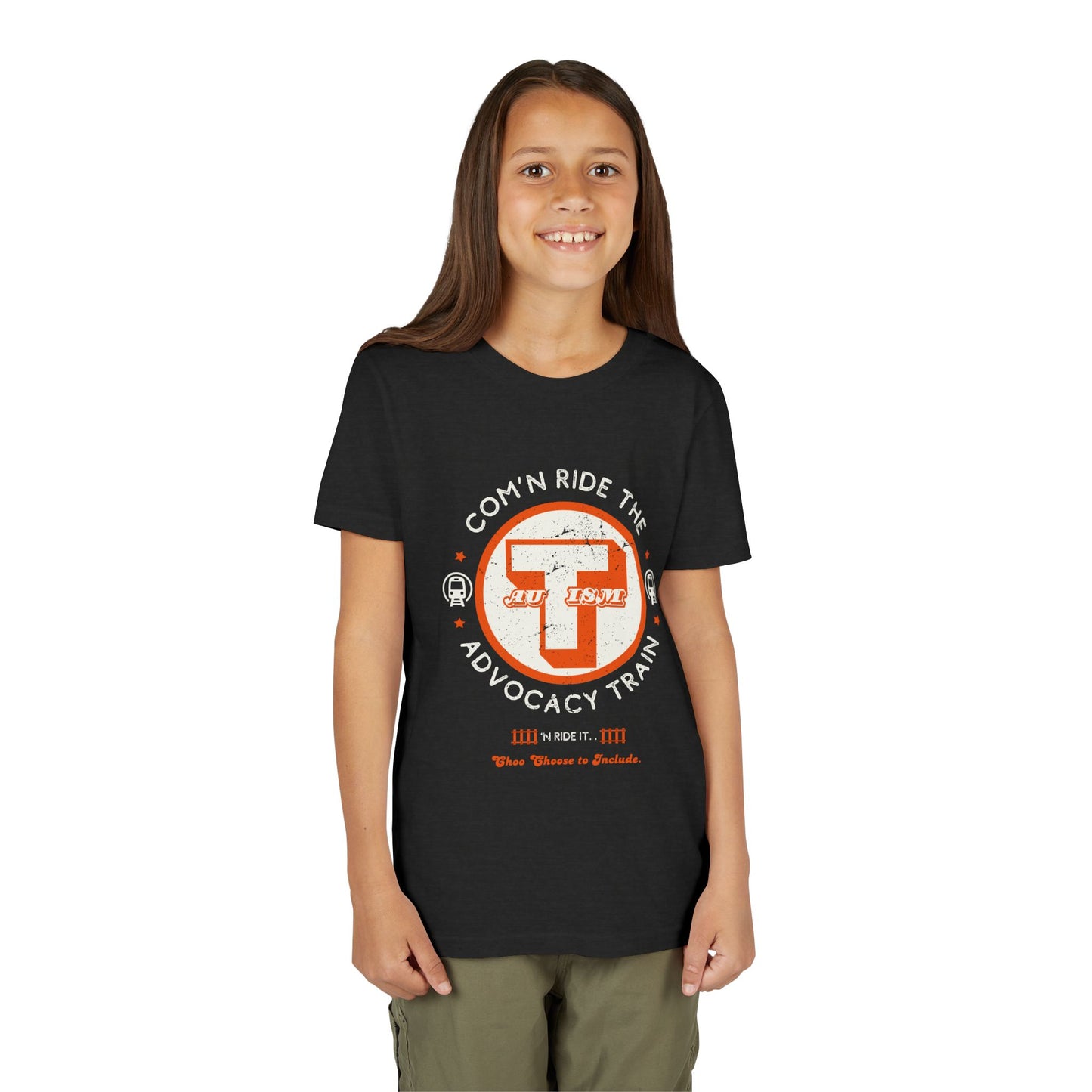 C'mon ride the Autism Advocacy Train - Youth Unisex Jersey Tee