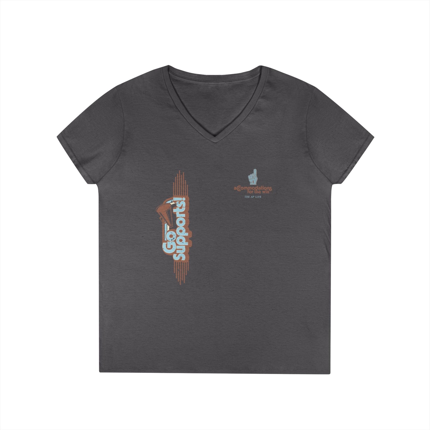 Go Supports! Accommodations for the Win - Ladies' V-Neck T-Shirt