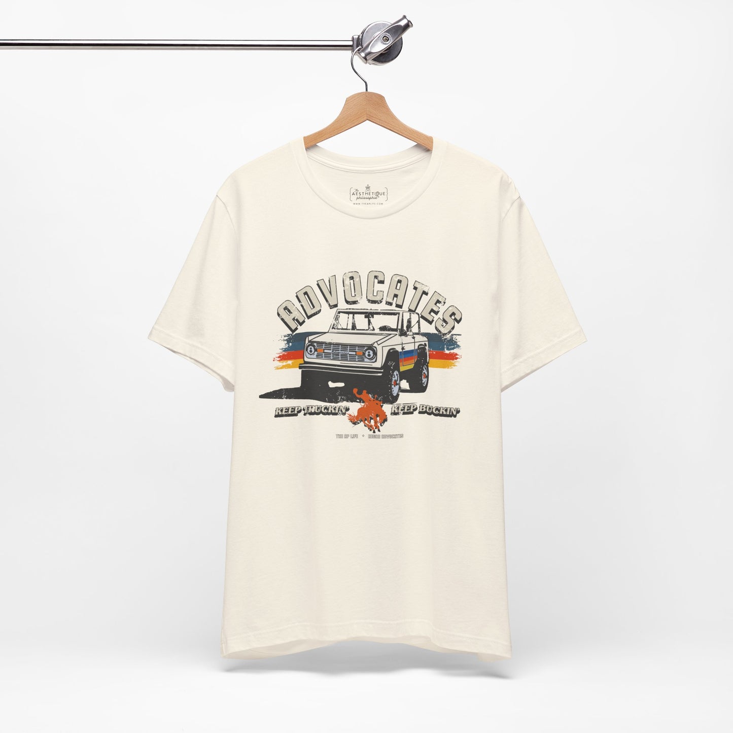 Advocates Keep Truckin', Keep Buckin' - Bronco Truck - Adult Unisex Jersey Tee