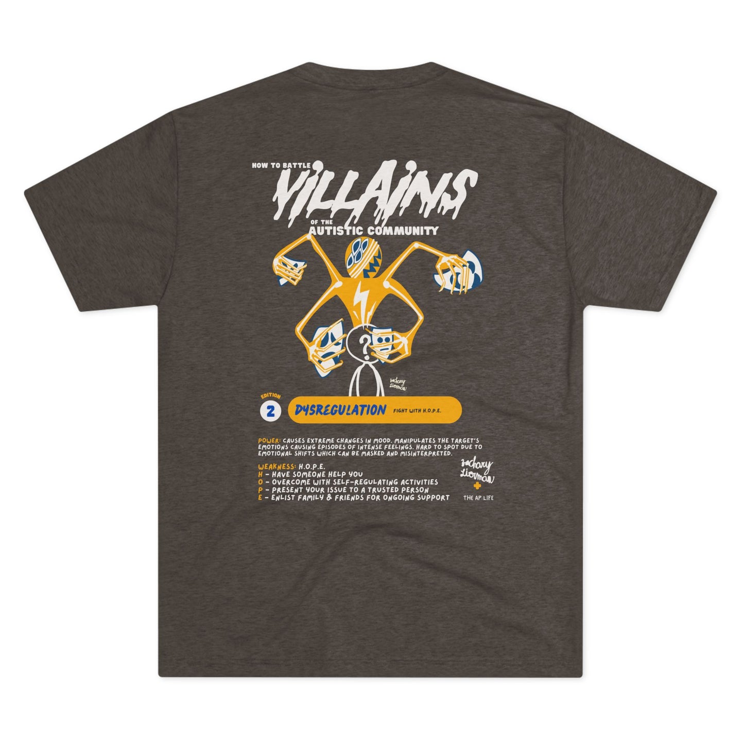 Villains of The Autistic Community Series - Dysregulation - Zachary Lierman - Adult Unisex Triblend Tee