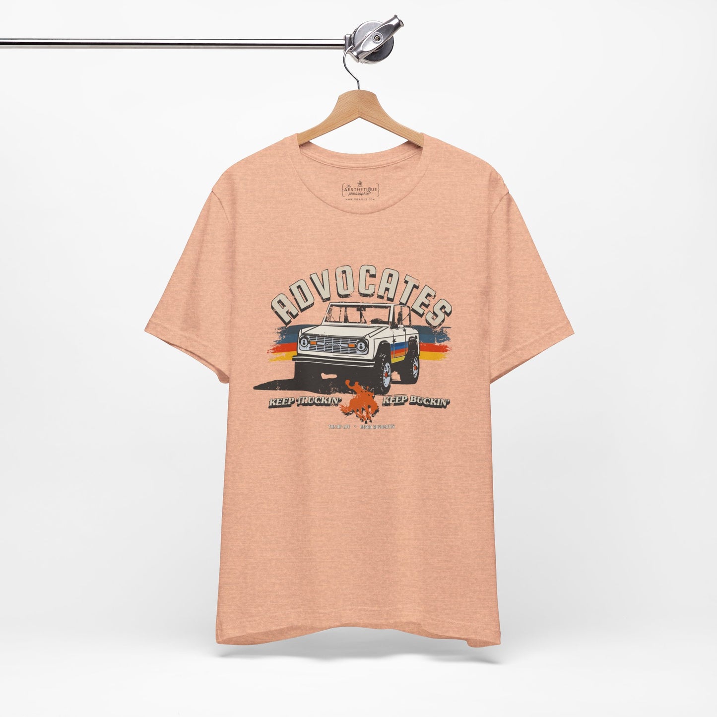 Advocates Keep Truckin', Keep Buckin' - Bronco Truck - Adult Unisex Jersey Tee