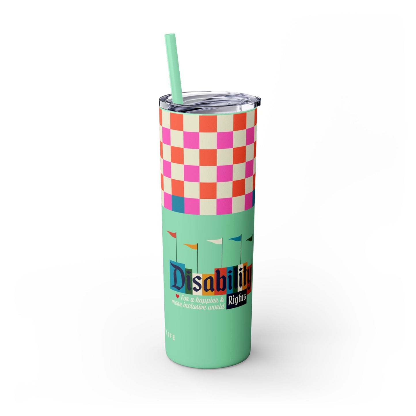 Disability Rights for a Happier & More Inclusive World - 20oz insulated tumbler with straw