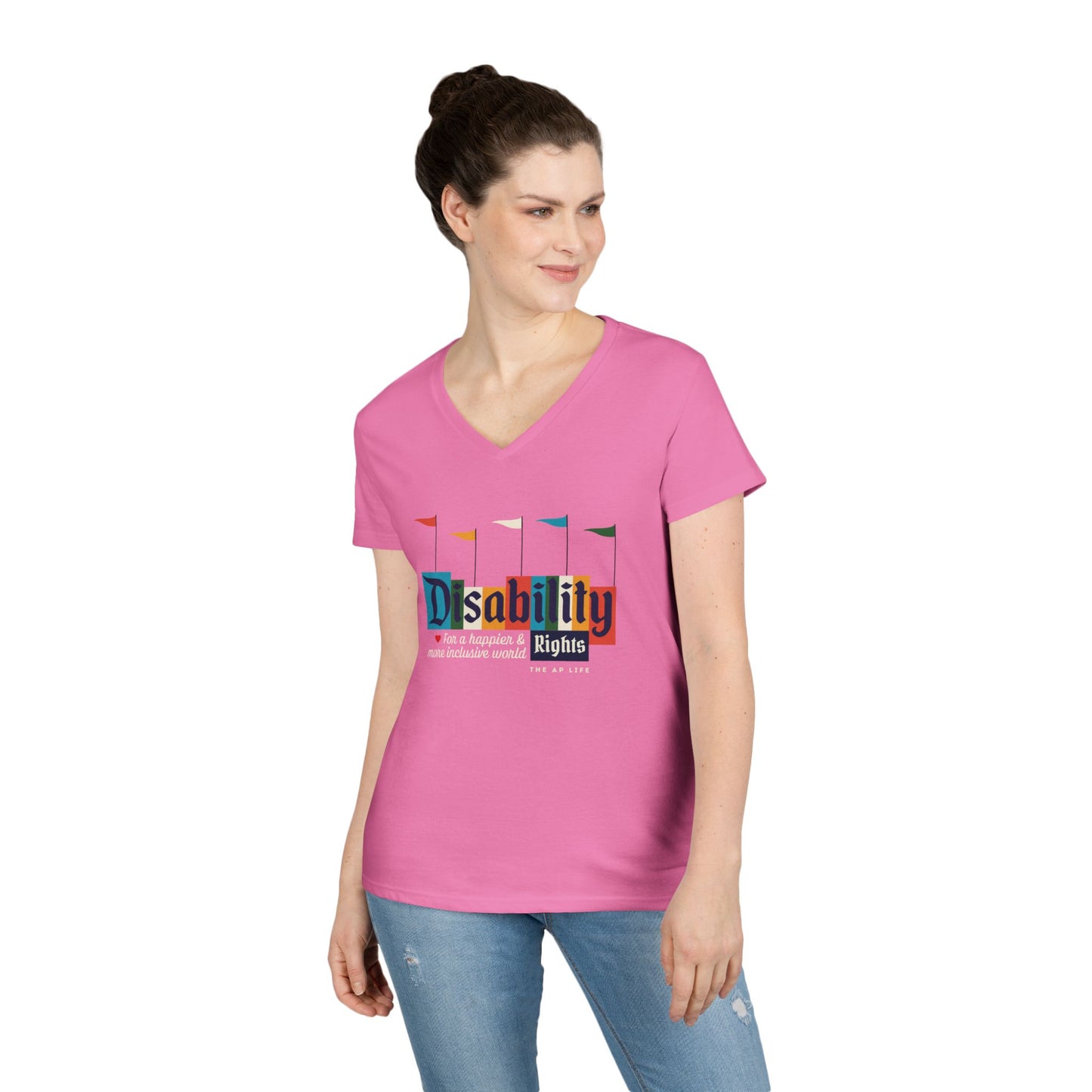 Disability Rights for a Happier & More Inclusive World - Women's V-Neck T-Shirt