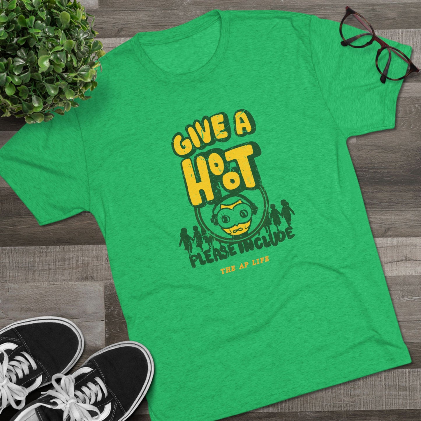 Give A Hoot - Please Include - Retro PSA Style - Adult Unisex Tri-blend Jersey Tee