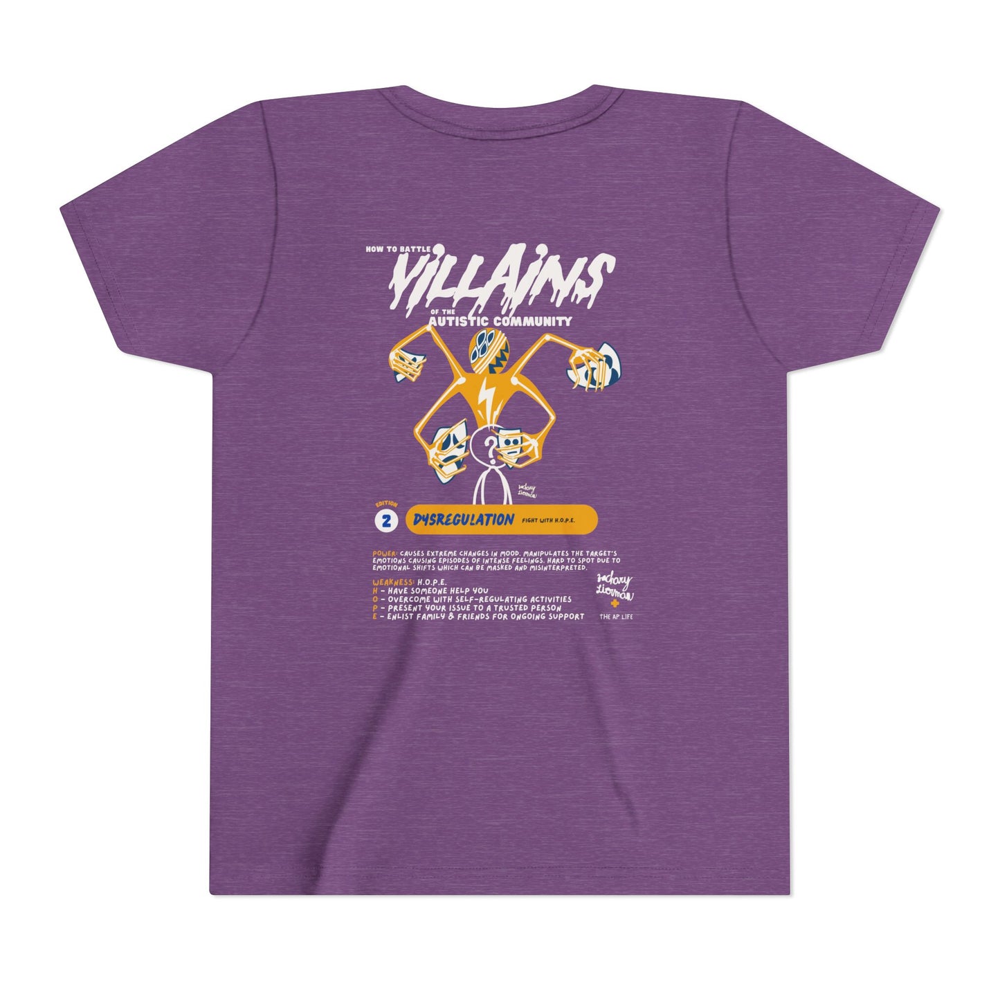 Villains of The Autistic Community Series - Dysregulation - Zachary Lierman - Youth Unisex Jersey Tee