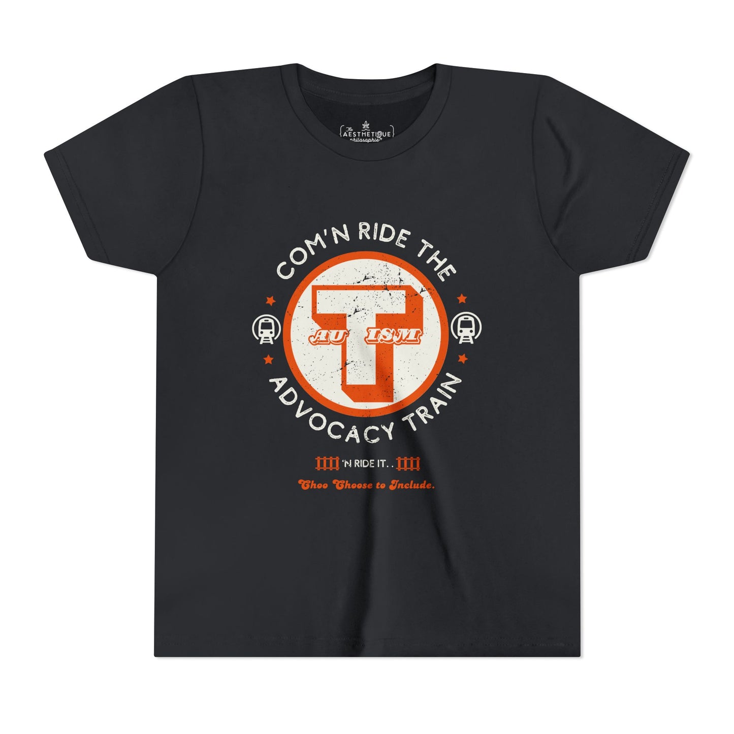 C'mon ride the Autism Advocacy Train - Youth Unisex Jersey Tee