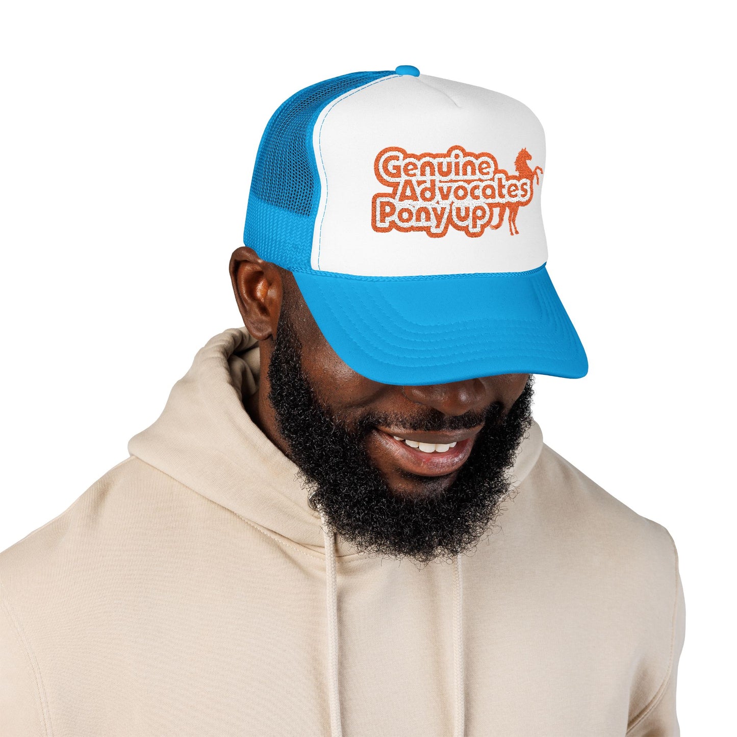 Genuine Advocates Pony Up (No Phonies, Let's Do This) - Adult Unisex Embroidered Trucker Hat