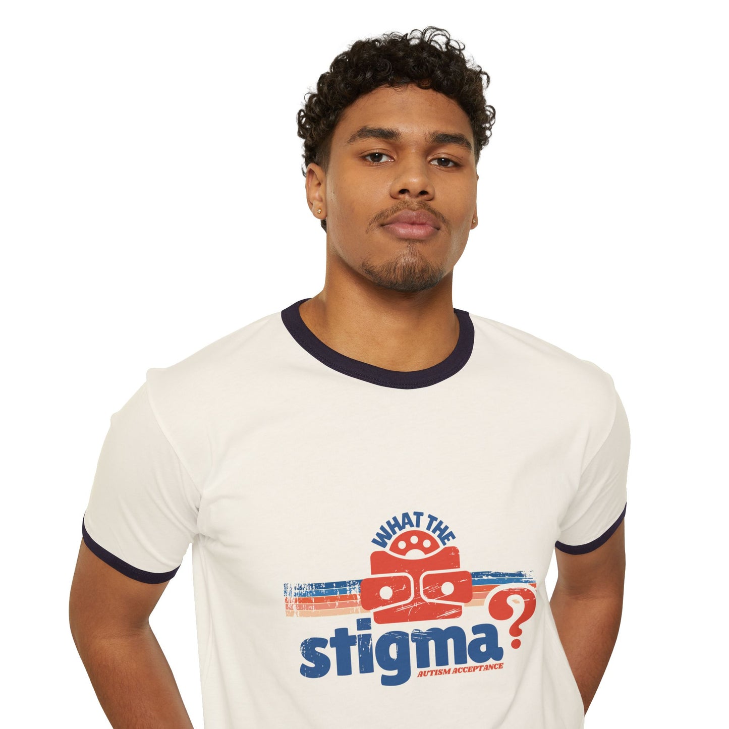 What the Stigma? Autism Acceptance - Adult Unisex Cotton Ringer T-Shirt