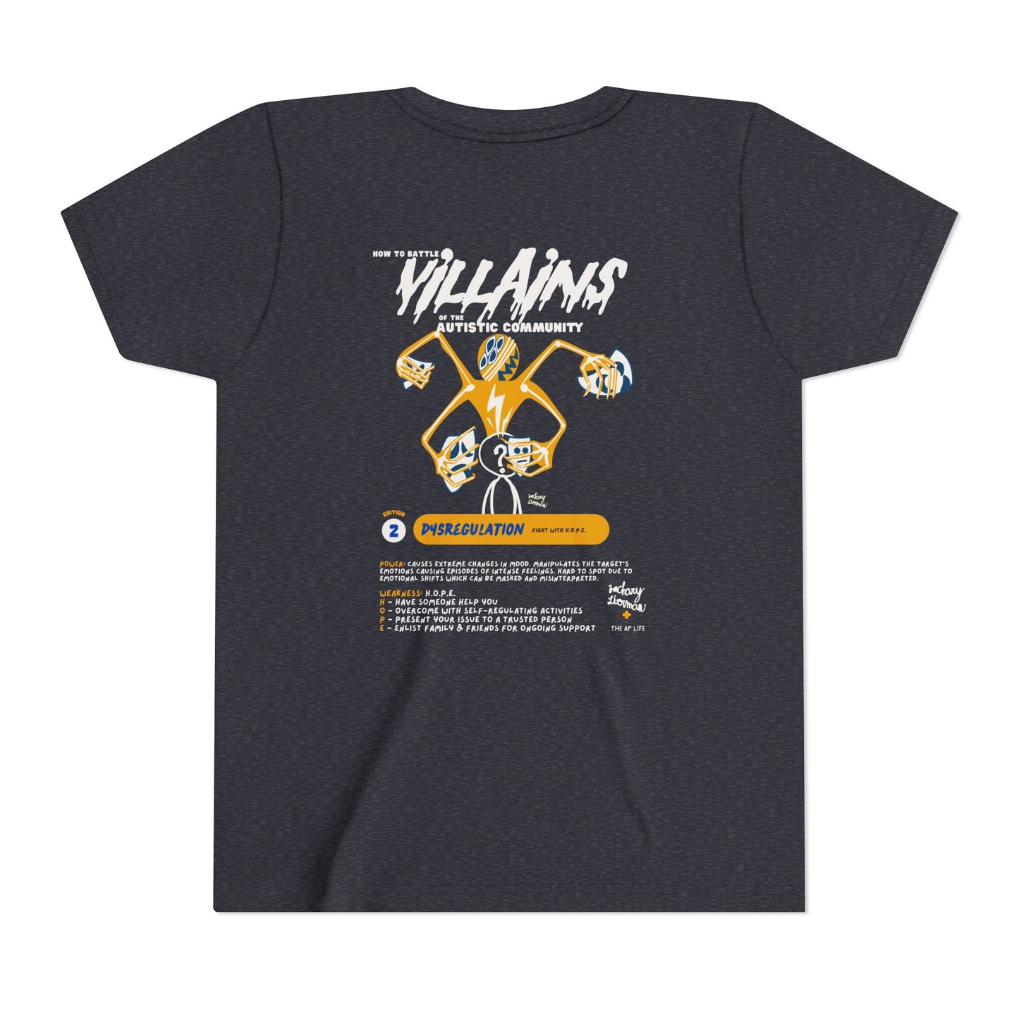 Villains of The Autistic Community Series - Dysregulation - Zachary Lierman - Youth Unisex Jersey Tee