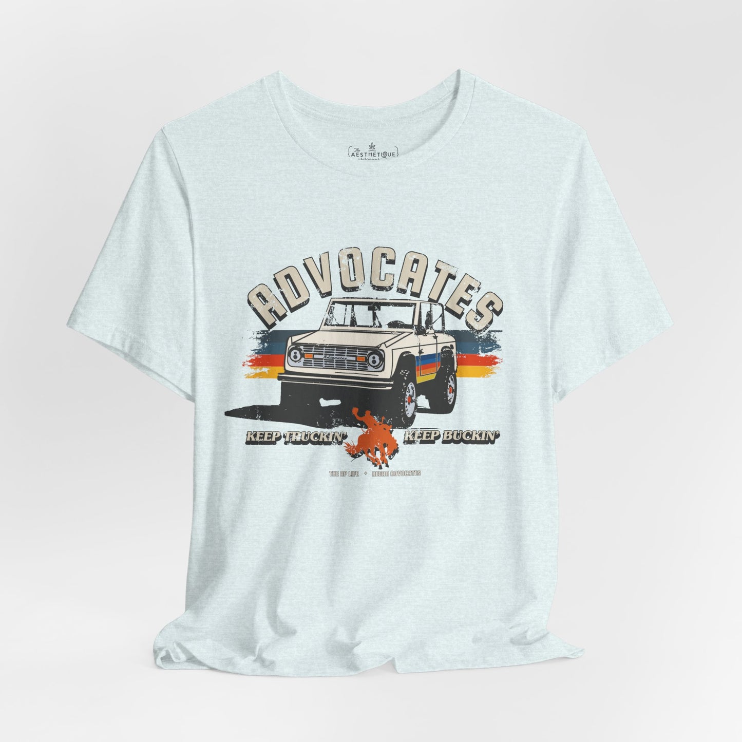 Advocates Keep Truckin', Keep Buckin' - Bronco Truck - Adult Unisex Jersey Tee