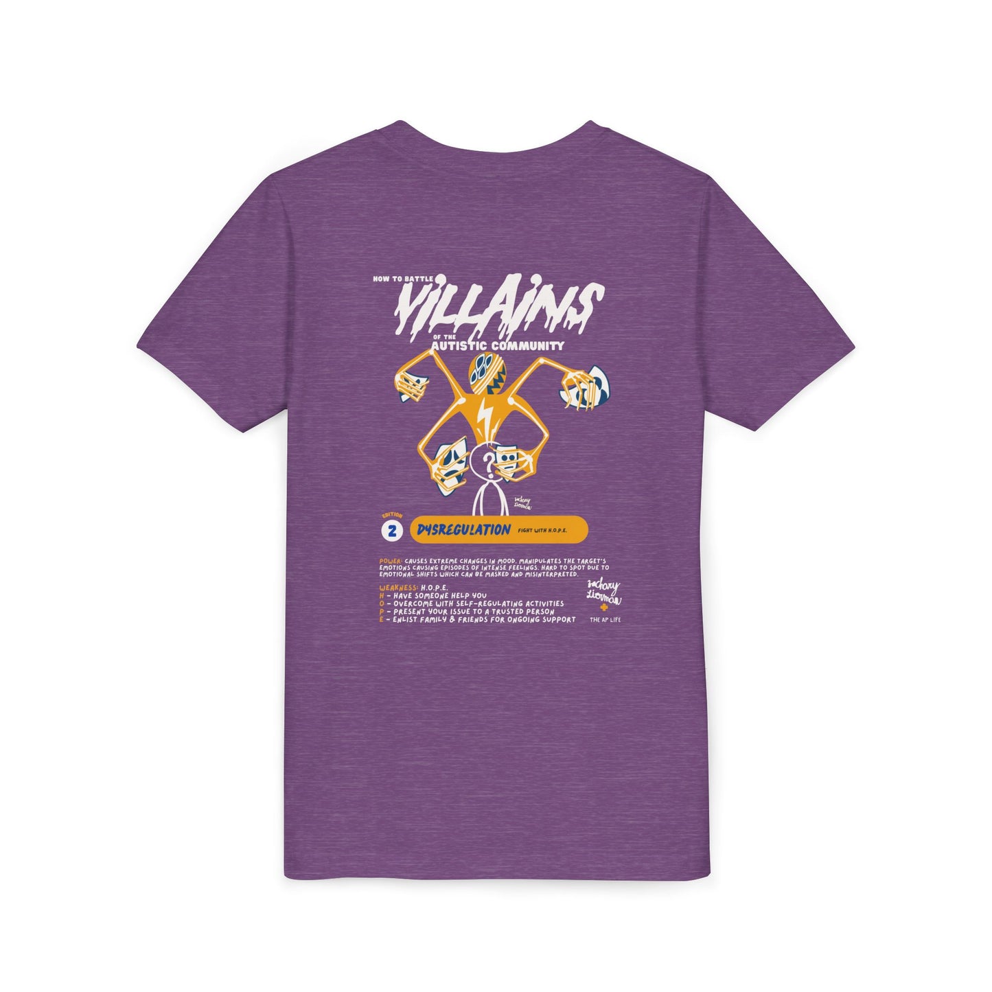Villains of The Autistic Community Series - Dysregulation - Zachary Lierman - Youth Unisex Jersey Tee