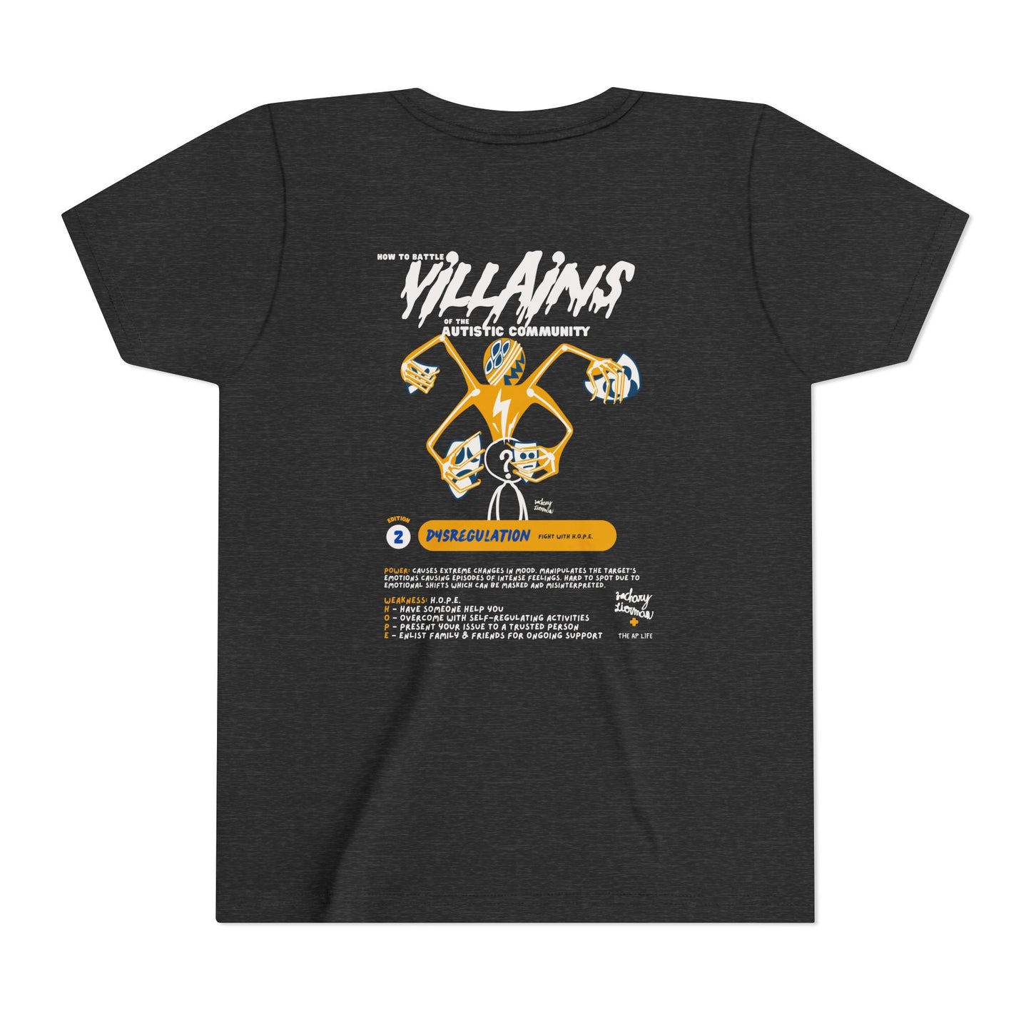 Villains of The Autistic Community Series - Dysregulation - Zachary Lierman - Youth Unisex Jersey Tee