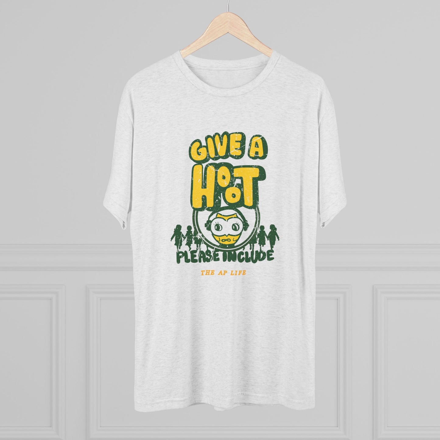 Give A Hoot - Please Include - Retro PSA Style - Adult Unisex Tri-blend Jersey Tee