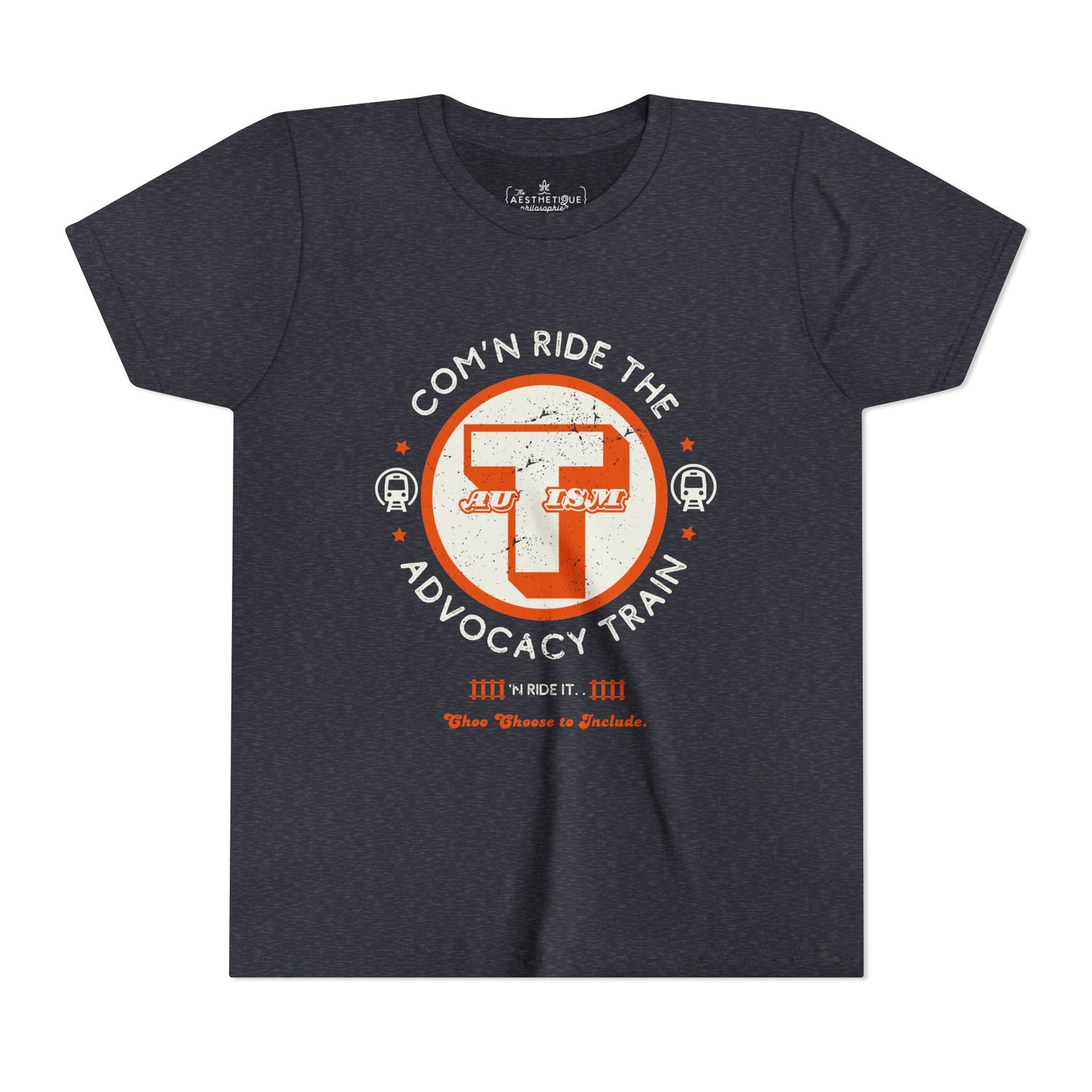 C'mon ride the Autism Advocacy Train - Youth Unisex Jersey Tee