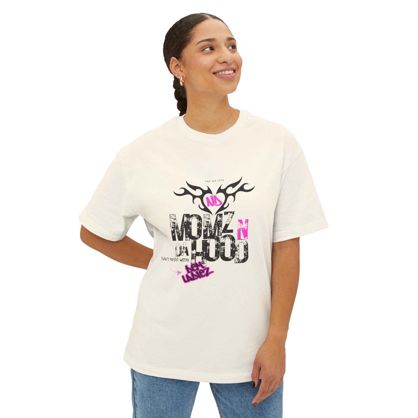 ND Momz N Da Hood (Don't Mess With Dem Ladiez) - Unisex Oversized Boxy Tee