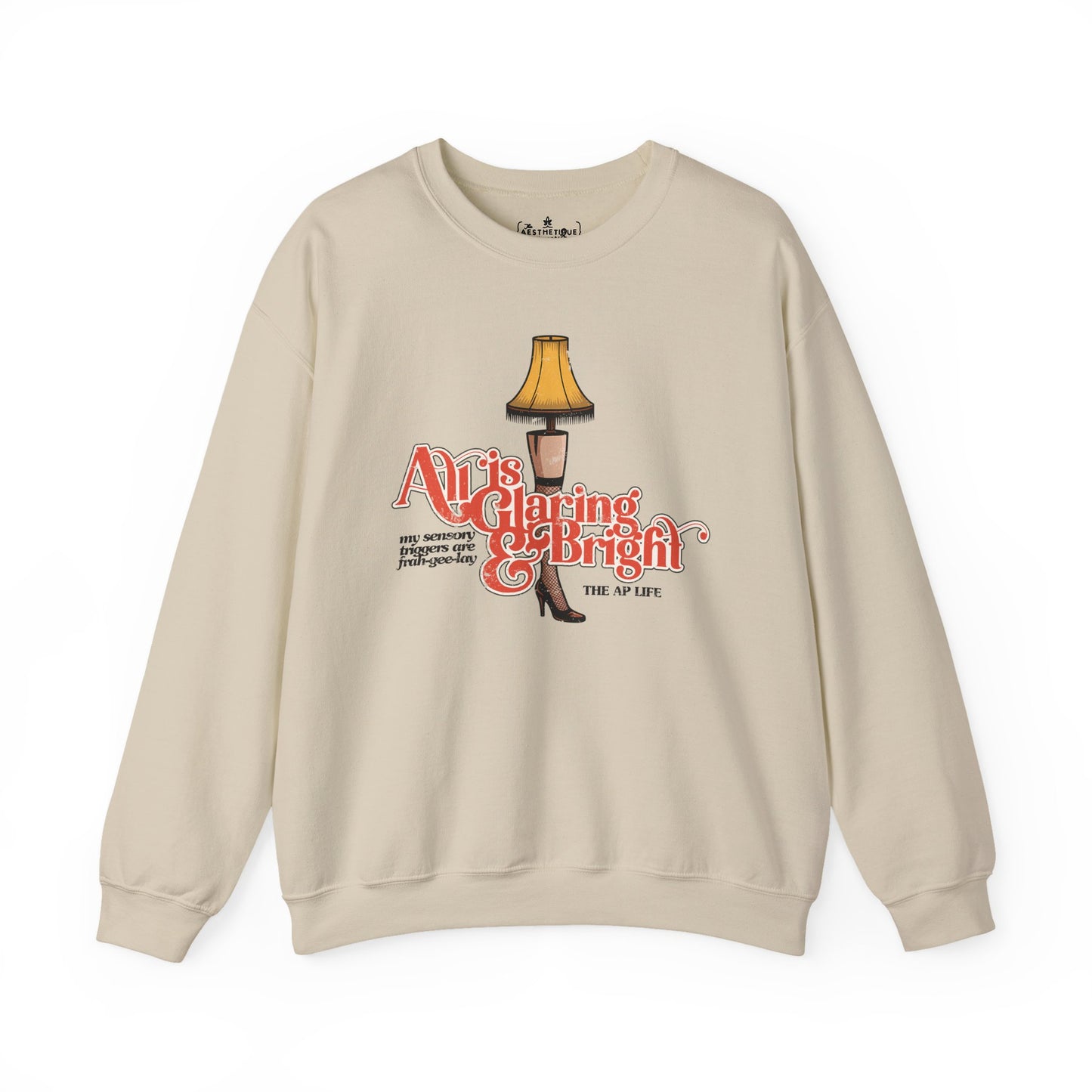 All is Glaring & Bright - Leg Lamp - Sensory Triggers - Unisex Heavy Blend™ Crewneck Sweatshirt