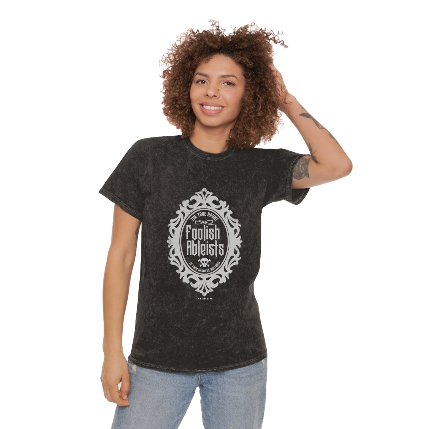 Foolish Ableists - The True Haunt is Your Harmful Rhetoric - Adult Unisex Mineral Washed Tee