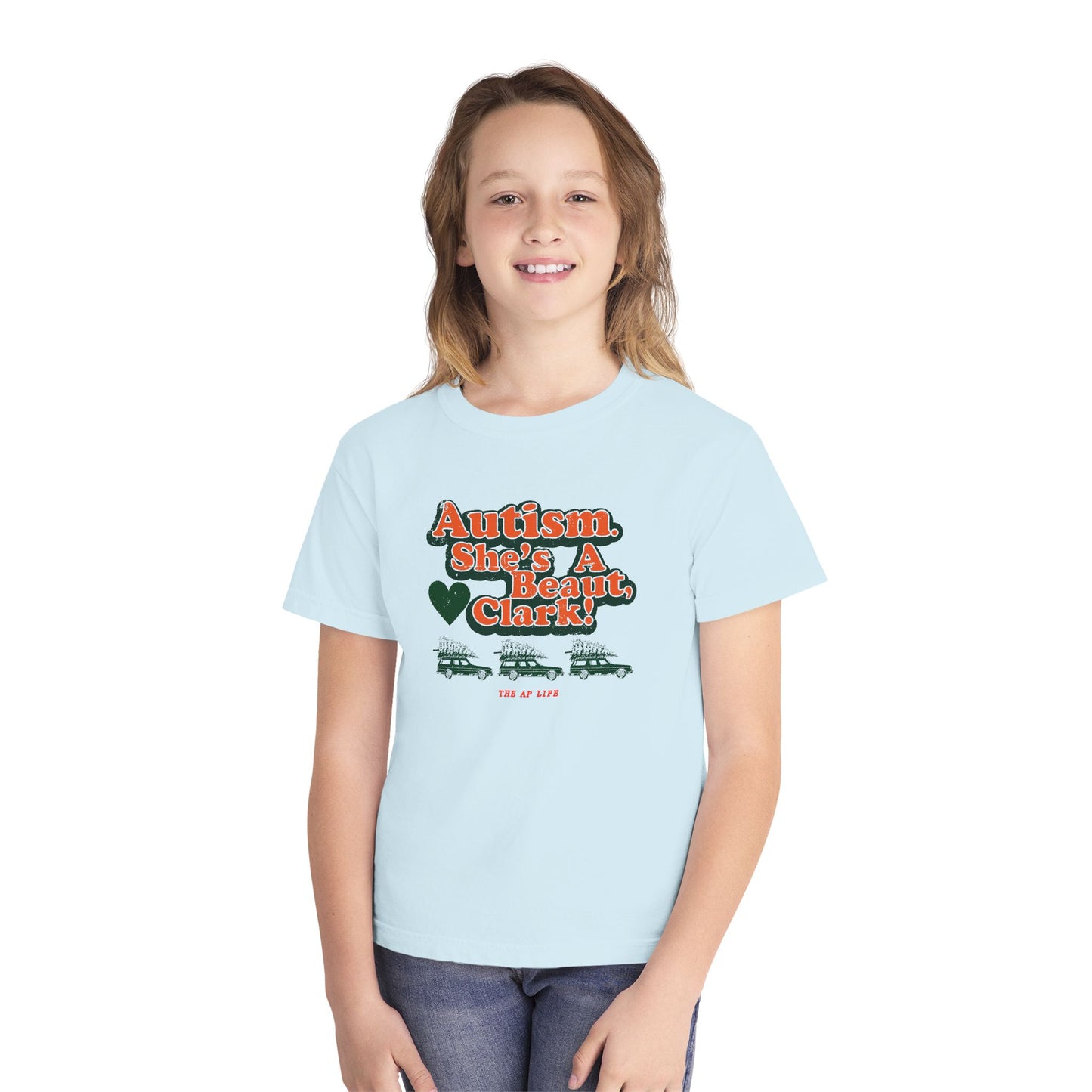 Autism. She's a Beaut, Clark! Christmas Themed Advocacy Tee - Youth Unisex Tee