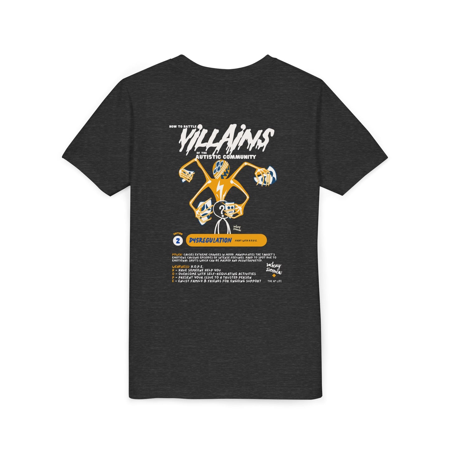 Villains of The Autistic Community Series - Dysregulation - Zachary Lierman - Youth Unisex Jersey Tee