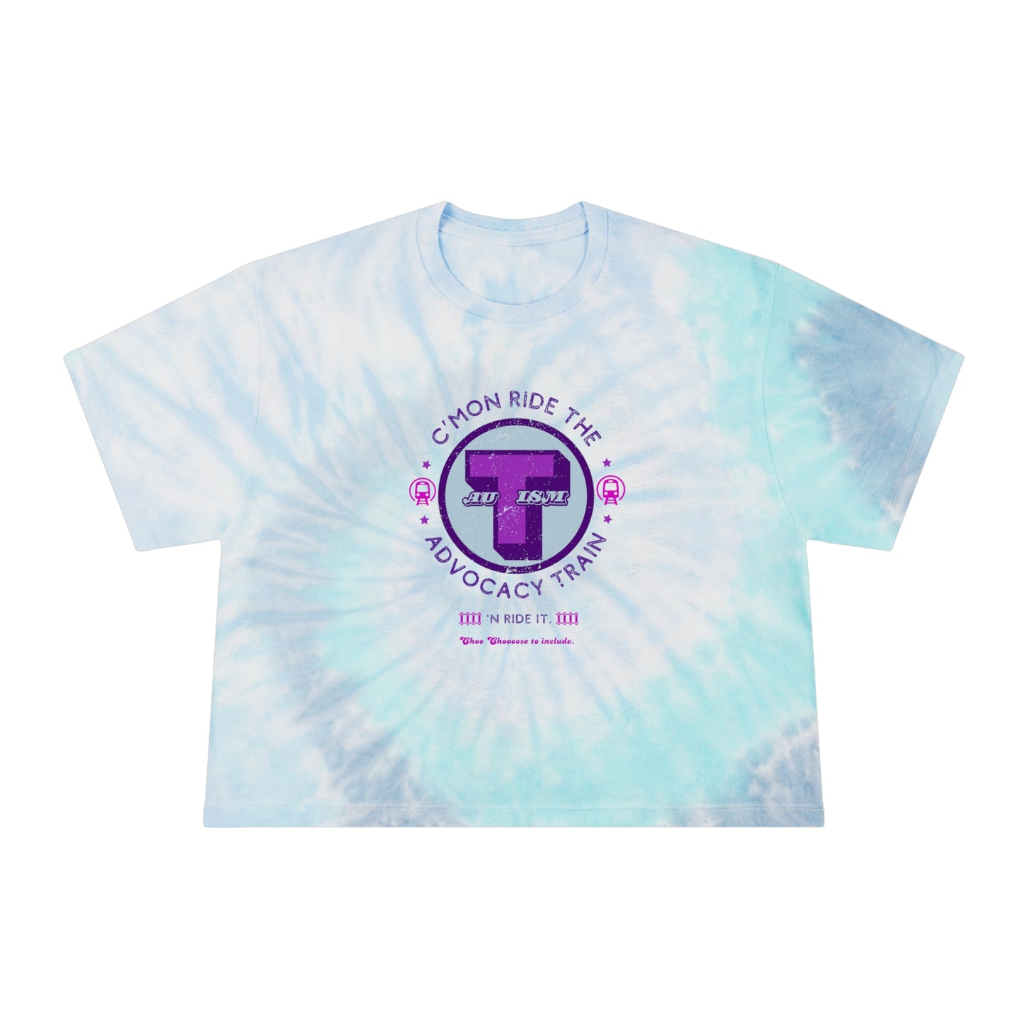 C'mon Ride The Autism Advocacy Train - Women's Tie-Dye Crop Top