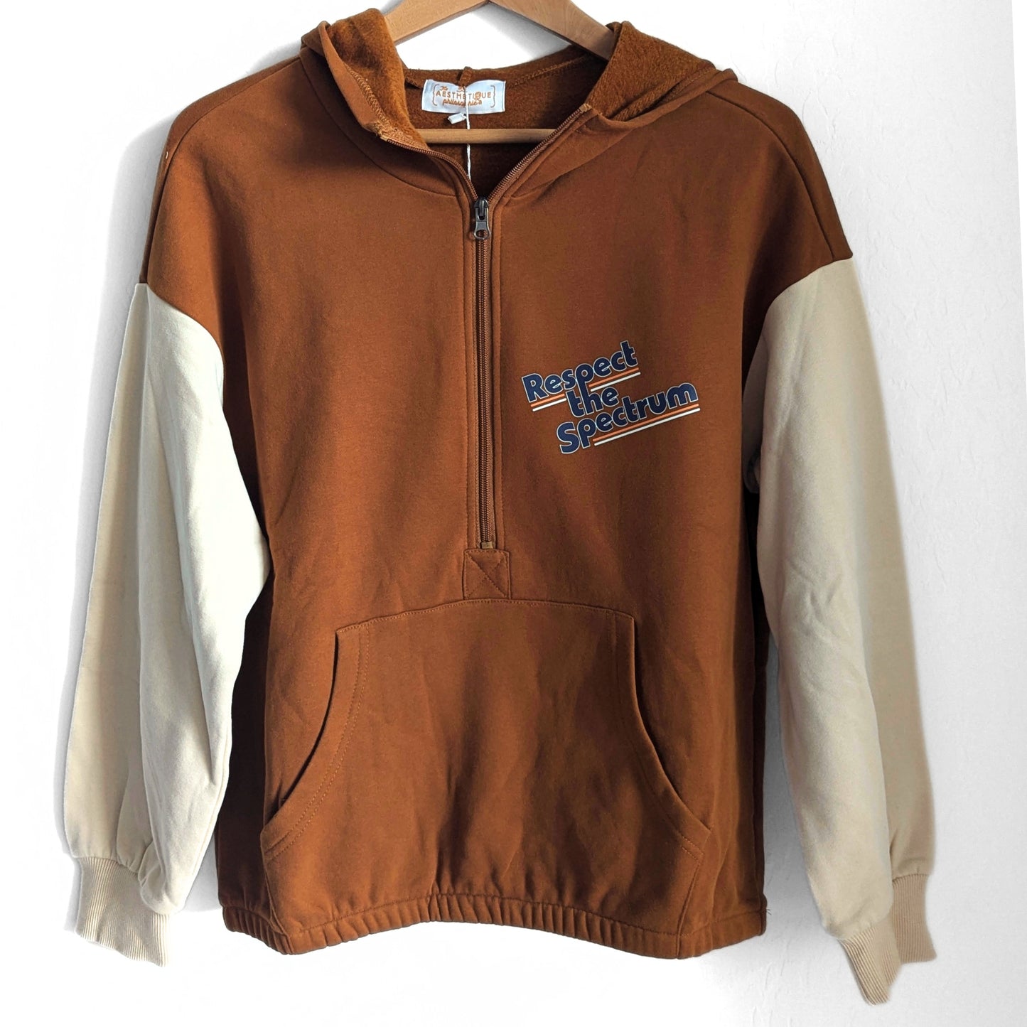 Women's Respect the Spectrum Half-Zip Hoodie Chestnut & Cream