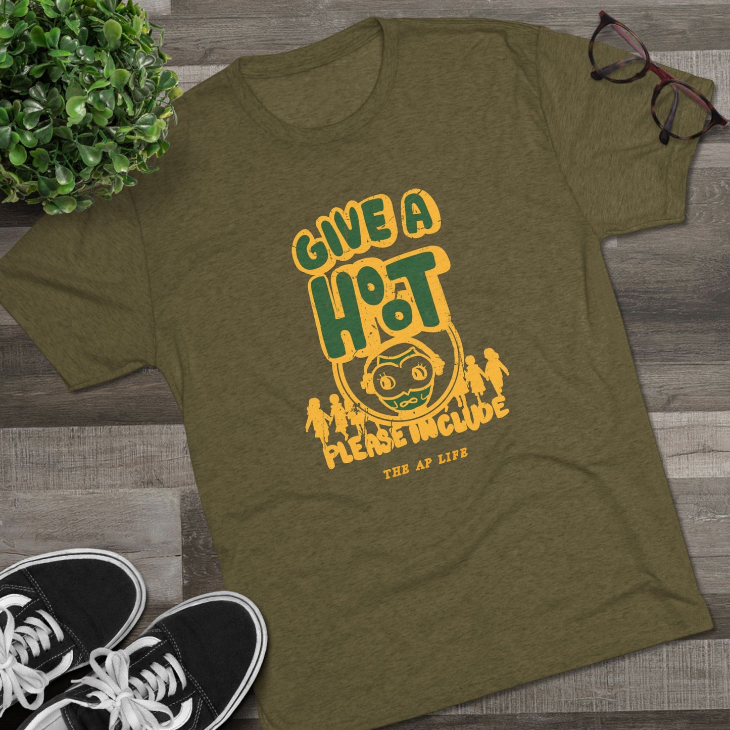 Give A Hoot - Please Include - Retro PSA Style - Adult Unisex Tri-blend Jersey Tee