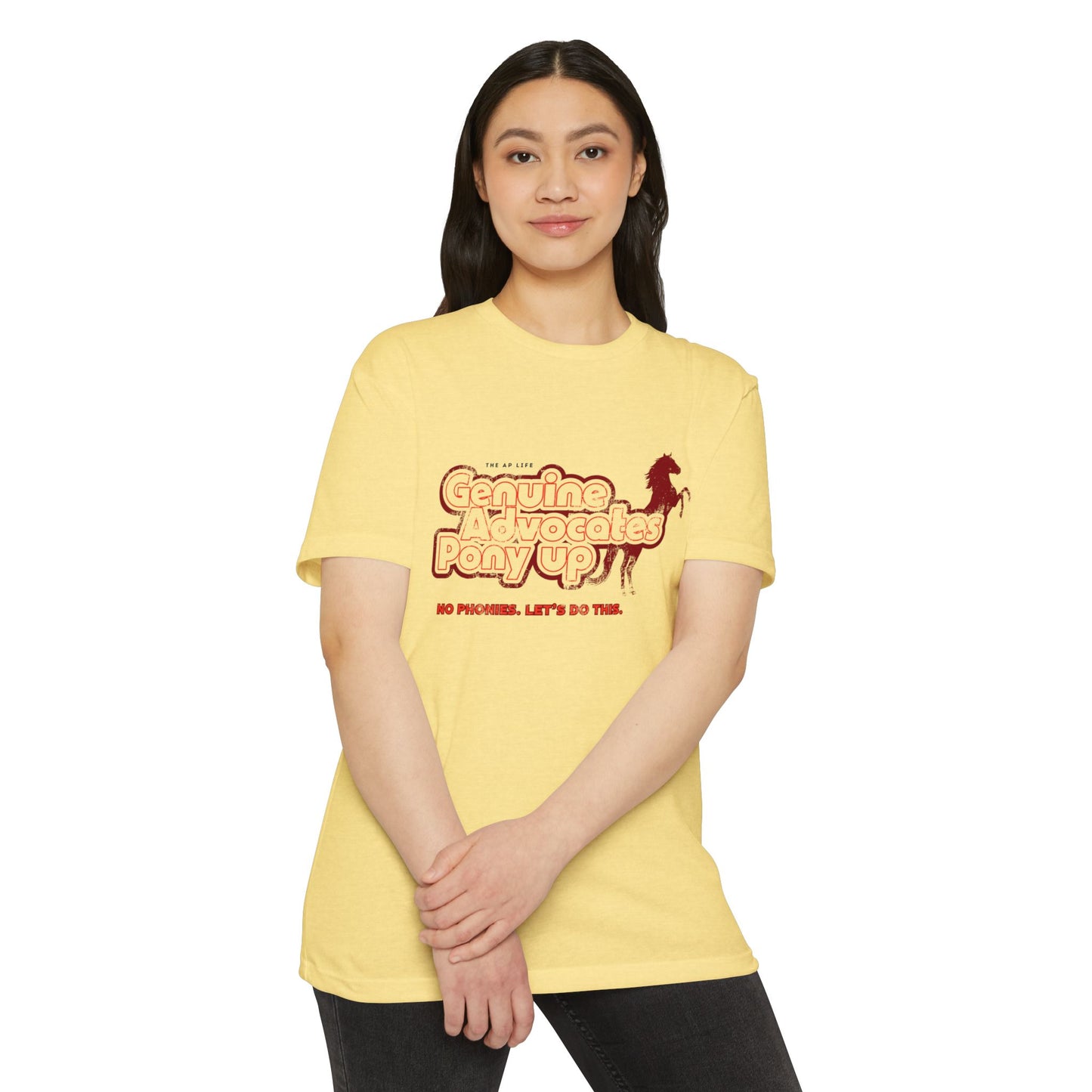 Genuine Advocates Pony Up (No Phonies, Let's Do This) - Adult Unisex Jersey Tee