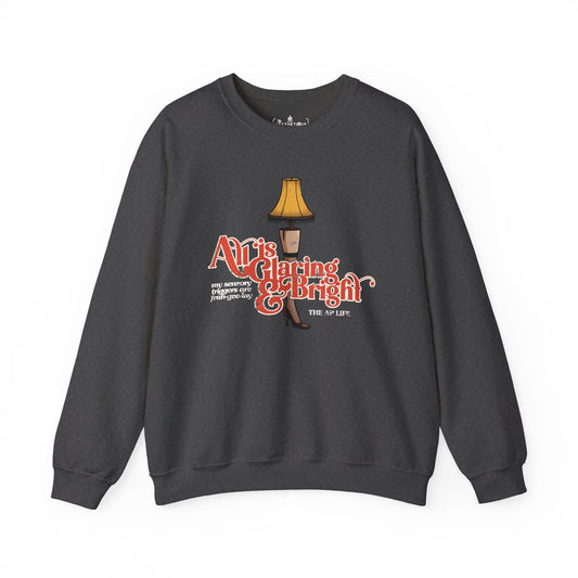 All is Glaring & Bright - Leg Lamp - Sensory Triggers - Unisex Heavy Blend™ Crewneck Sweatshirt