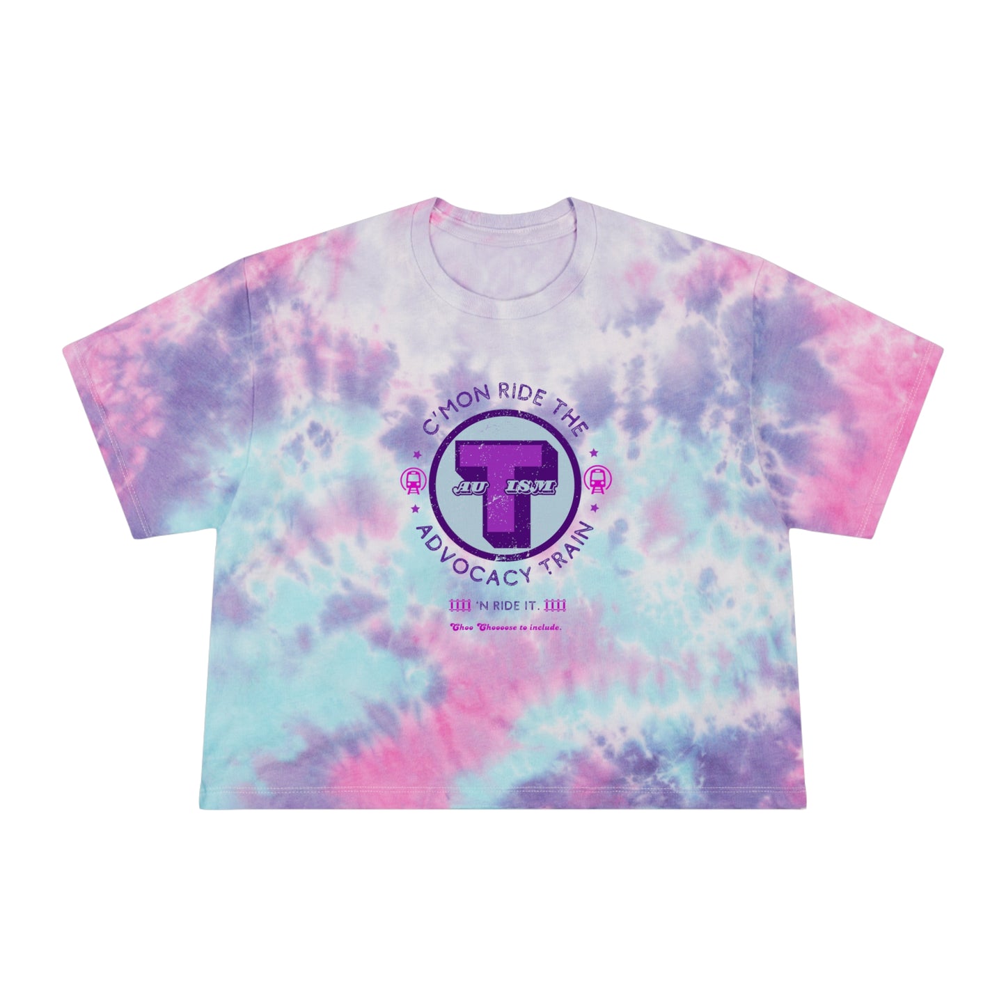 C'mon Ride The Autism Advocacy Train - Women's Tie-Dye Crop Top