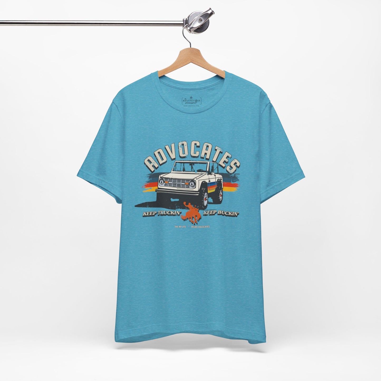 Advocates Keep Truckin', Keep Buckin' - Bronco Truck - Adult Unisex Jersey Tee