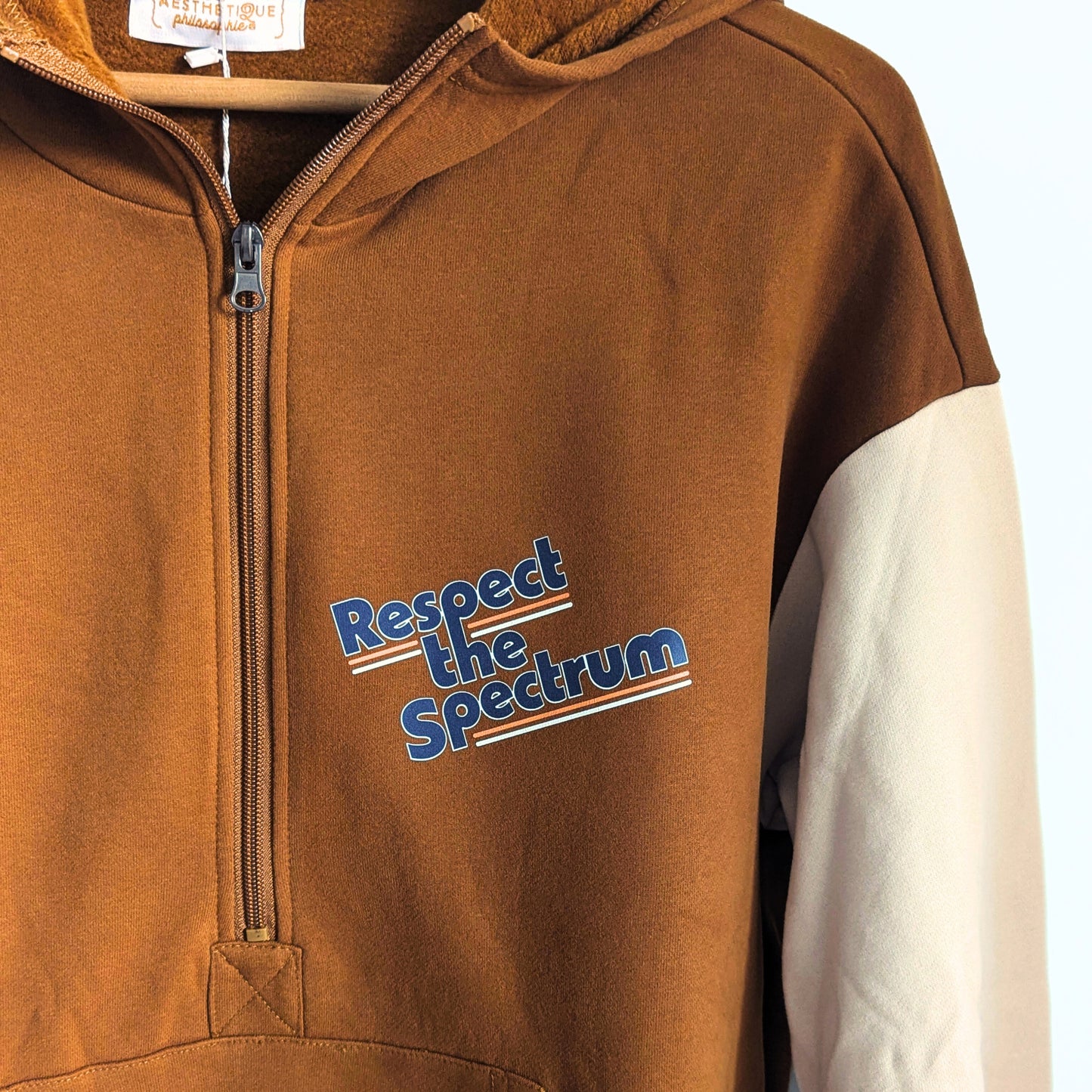 Women's Respect the Spectrum Half-Zip Hoodie Chestnut & Cream