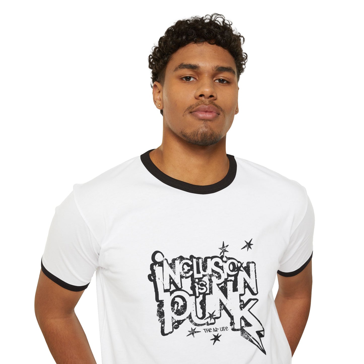 Inclusion is Punk - Adult Unisex Cotton Ringer T-Shirt