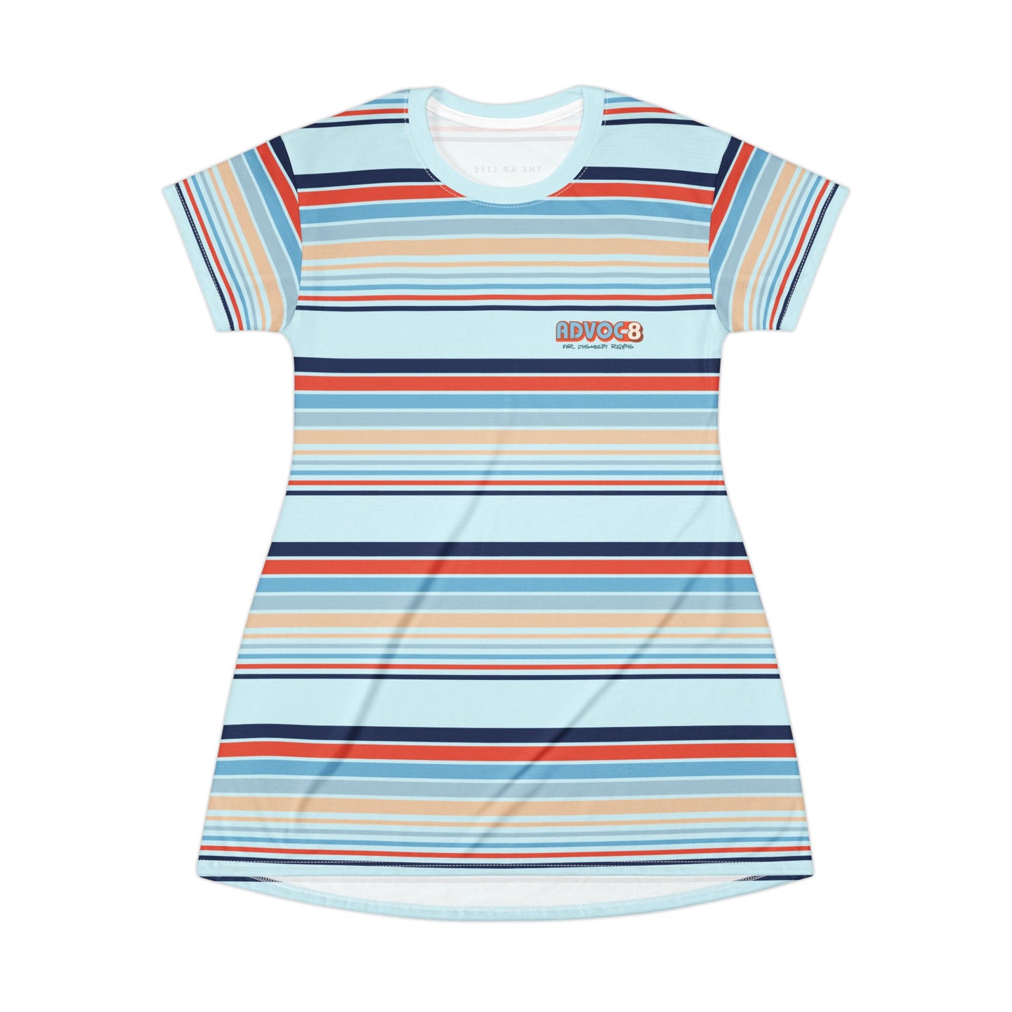 Advoc8 for Disability Rights- Women's Retro Striped Advocacy T-Shirt Dress