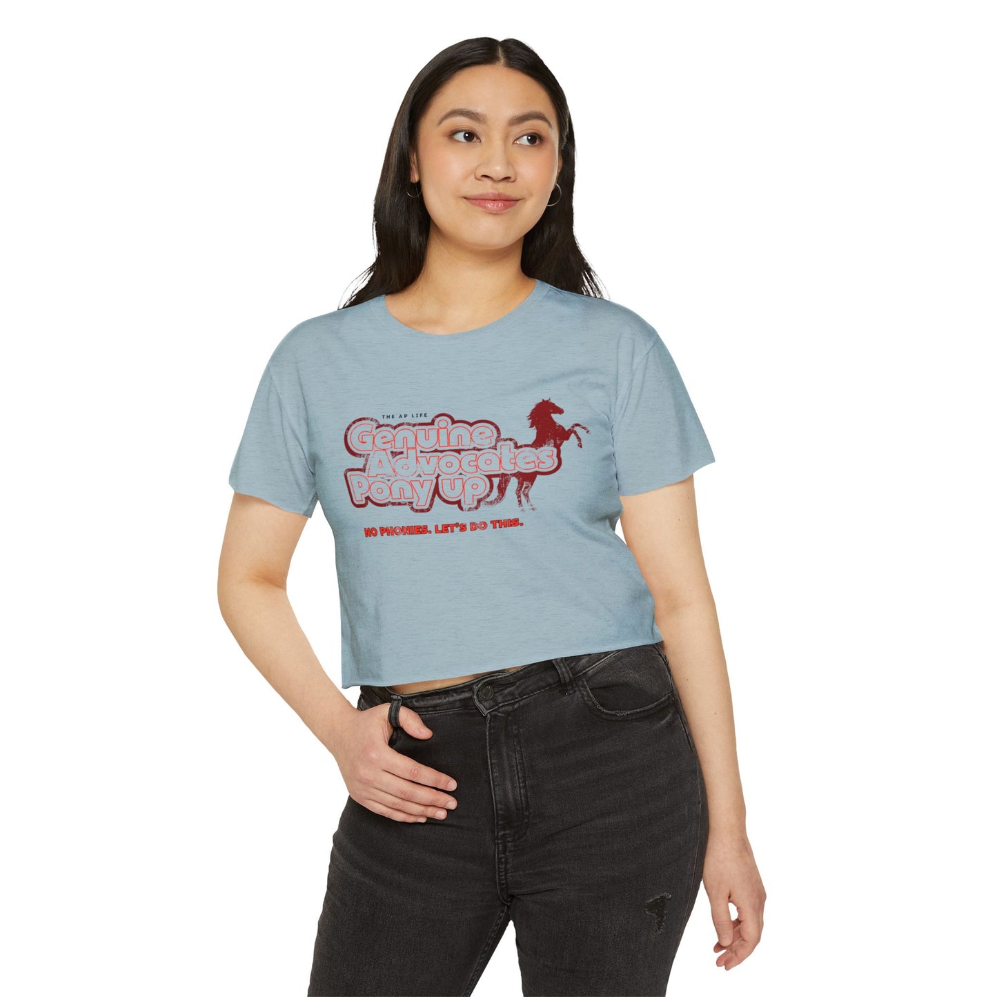 Genuine Advocates Pony Up (No Phonies, Let's Do This) - Women's Crop Top