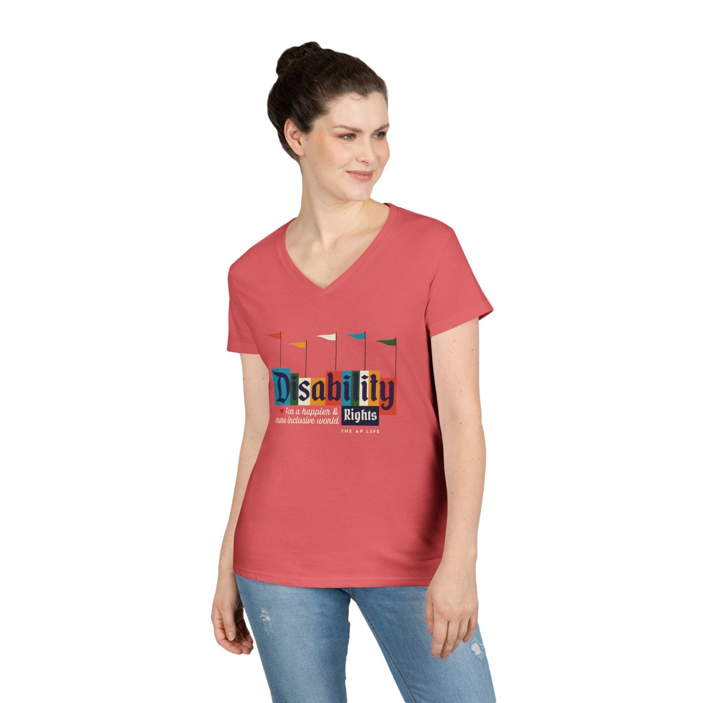 Disability Rights for a Happier & More Inclusive World - Women's V-Neck T-Shirt