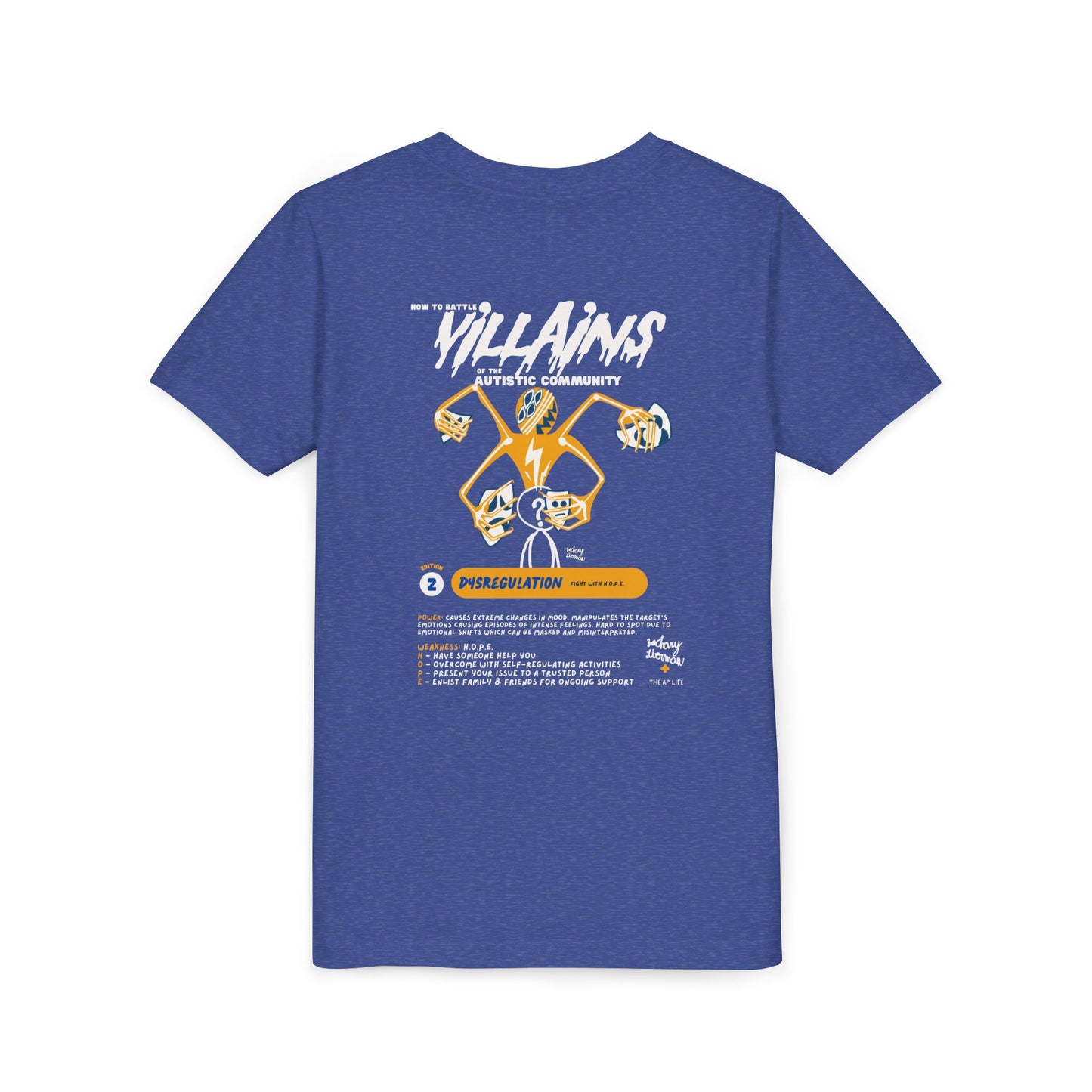 Villains of The Autistic Community Series - Dysregulation - Zachary Lierman - Youth Unisex Jersey Tee