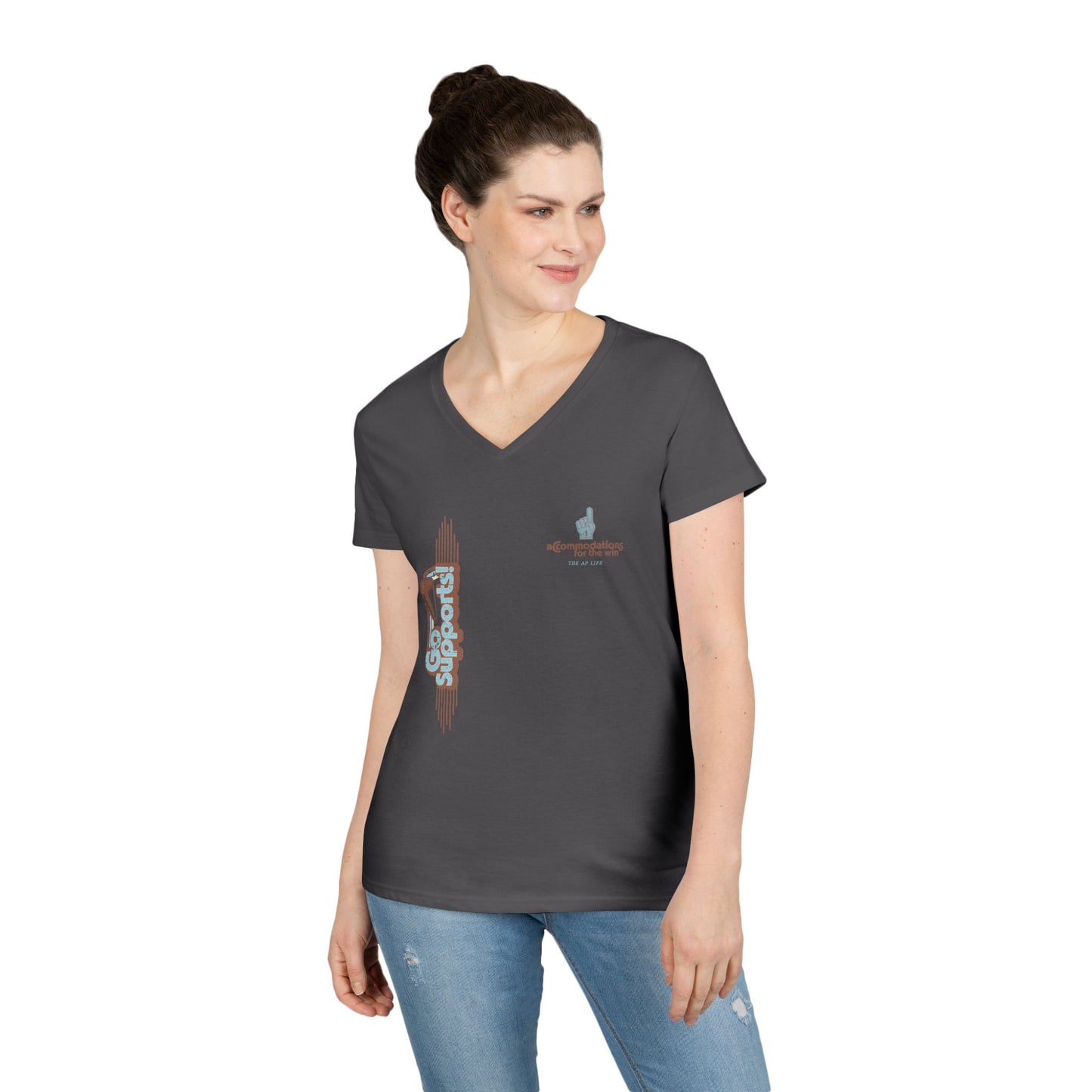 Go Supports! Accommodations for the Win - Ladies' V-Neck T-Shirt