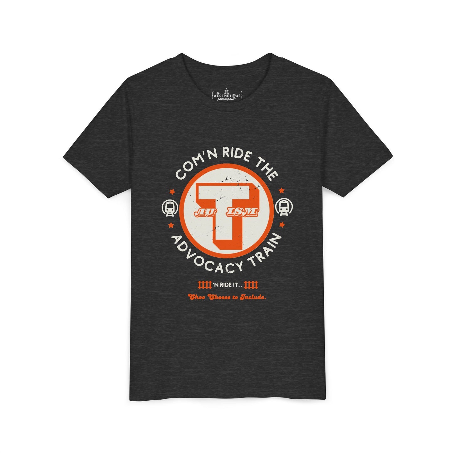 C'mon ride the Autism Advocacy Train - Youth Unisex Jersey Tee