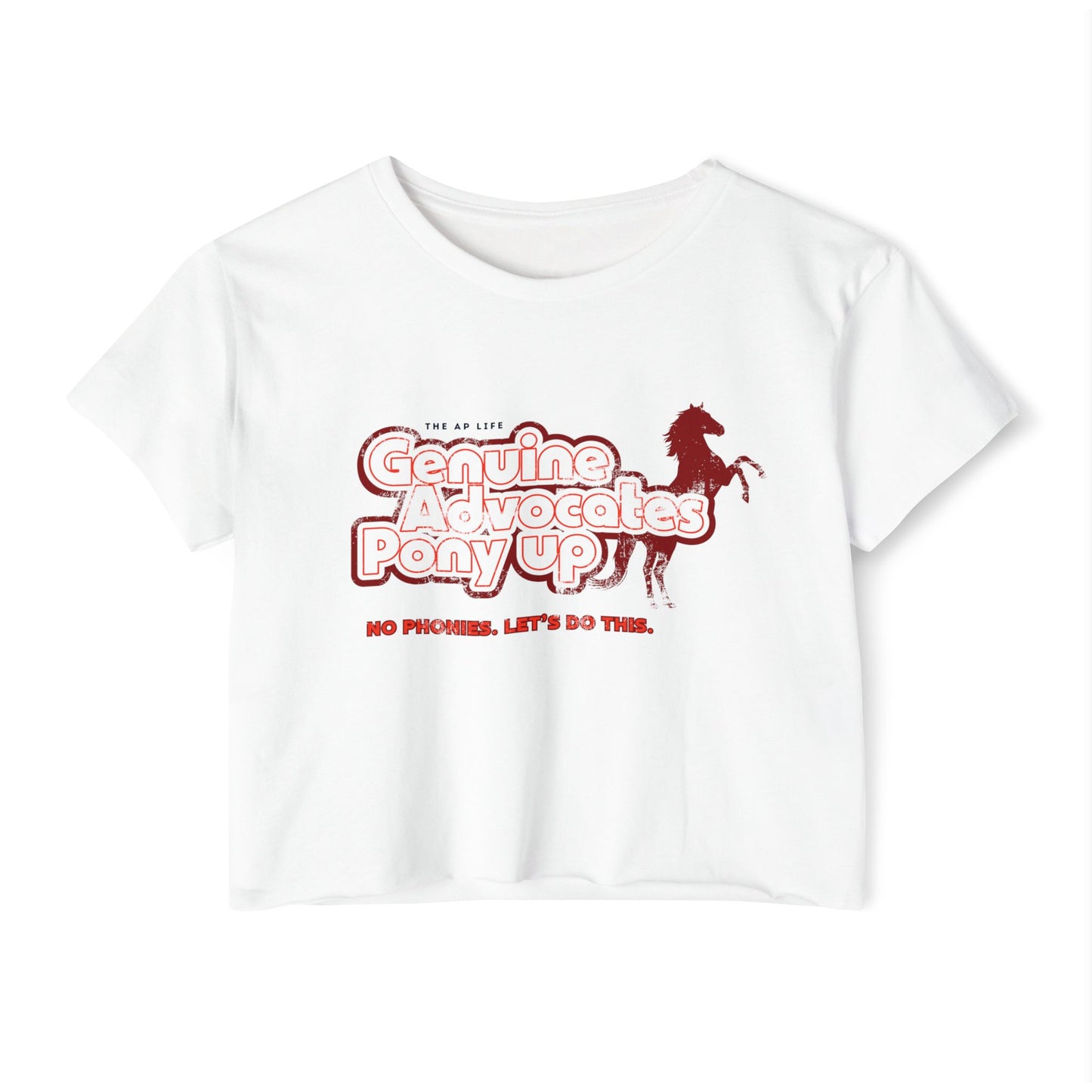 Genuine Advocates Pony Up (No Phonies, Let's Do This) - Women's Crop Top