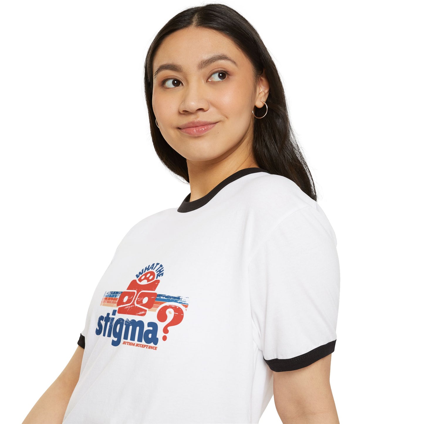 What the Stigma? Autism Acceptance - Adult Unisex Cotton Ringer T-Shirt