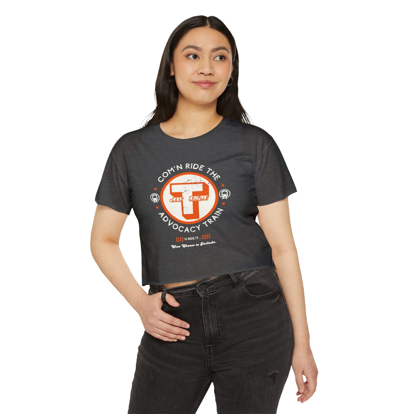 C'mon Ride The Autism Advocacy Train - Women's Crop Top
