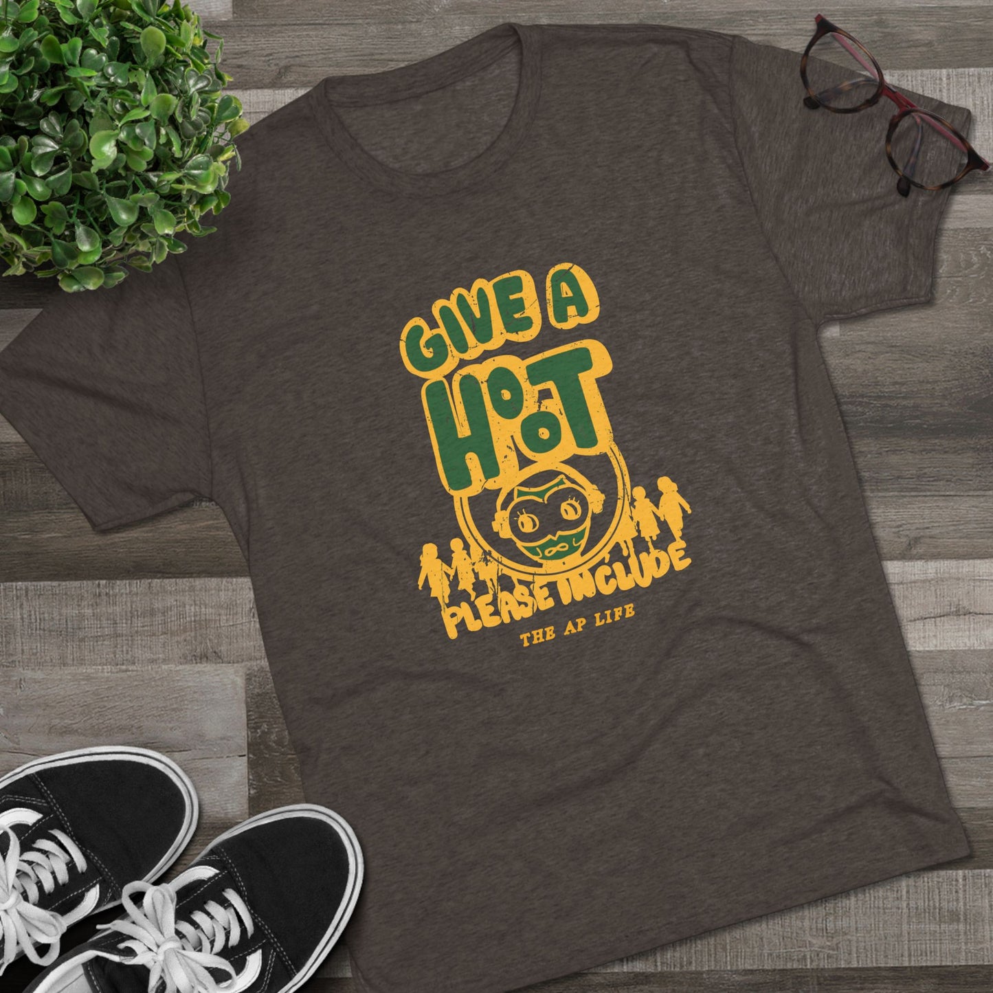 Give A Hoot - Please Include - Retro PSA Style - Adult Unisex Tri-blend Jersey Tee