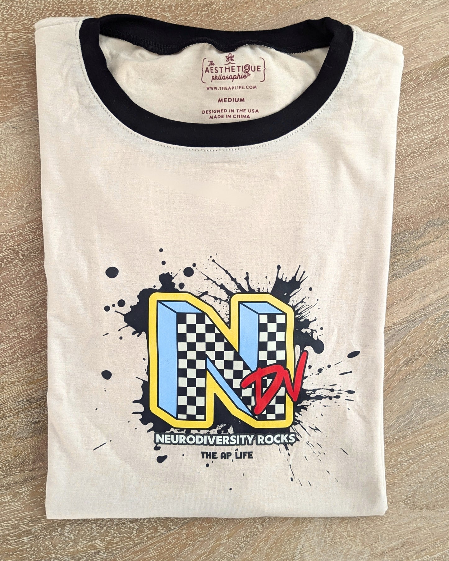 NDV Neurodiversity Rocks Unisex Ringer Tee