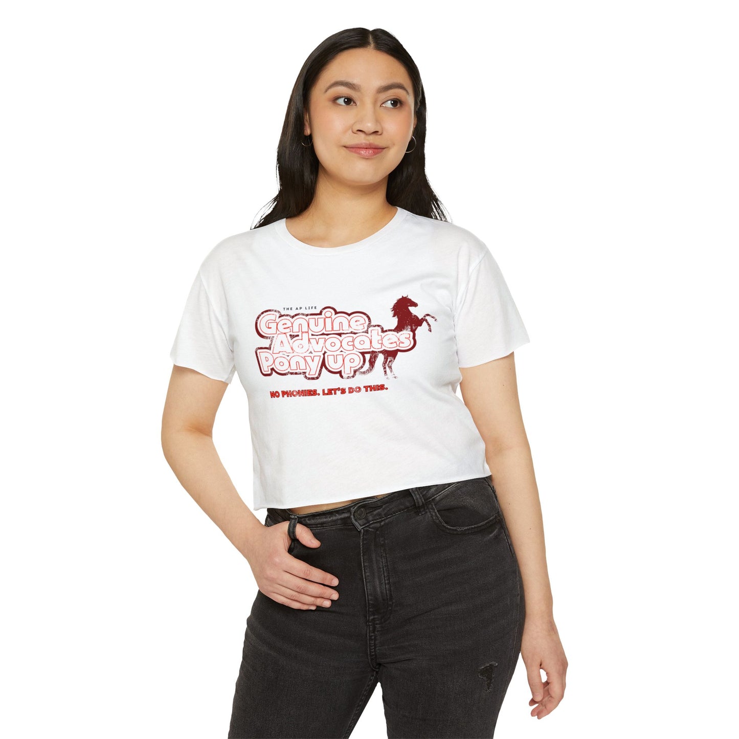 Genuine Advocates Pony Up (No Phonies, Let's Do This) - Women's Crop Top